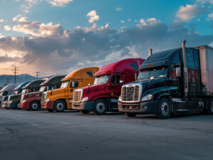 Trucks at a truck stop